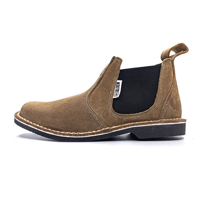 Brown Chelsea boot on a white background