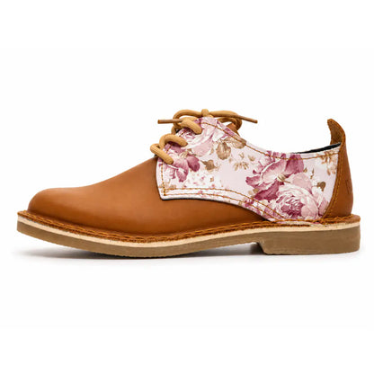 Veld Blommetjie Vellie | Tan & Rose Floral Print