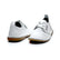 White vellies with brown soles on a white background