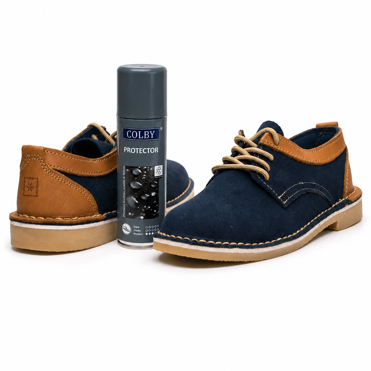 Nagblom Ladies Vellies | Navy Blue Suede & Tan
